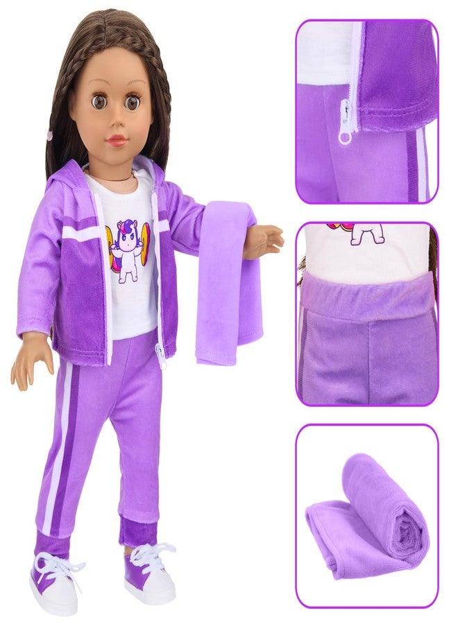 Ecore Fun 18 Inch Doll Clothes and Accessories- Sport Outfit Set, 10 Pcs Girl Doll Clothes Include Sweatshirt Suit, Sport Bag, Headbands ect- Fit Sports Dress up Game - Image 3